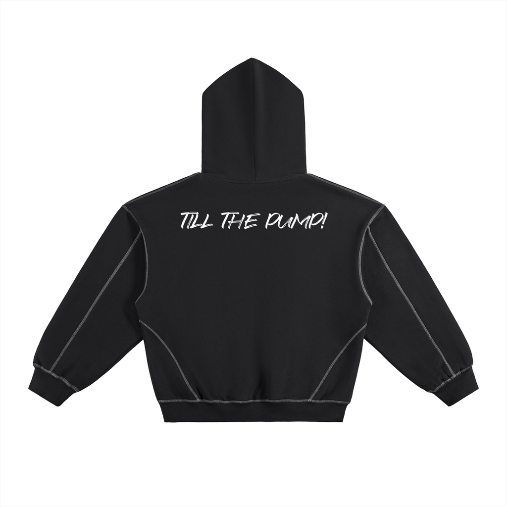 Contrast-Stitched Boxy Fleece Hoodie