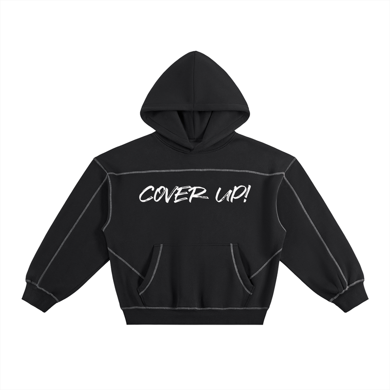 Contrast-Stitched Boxy Fleece Hoodie