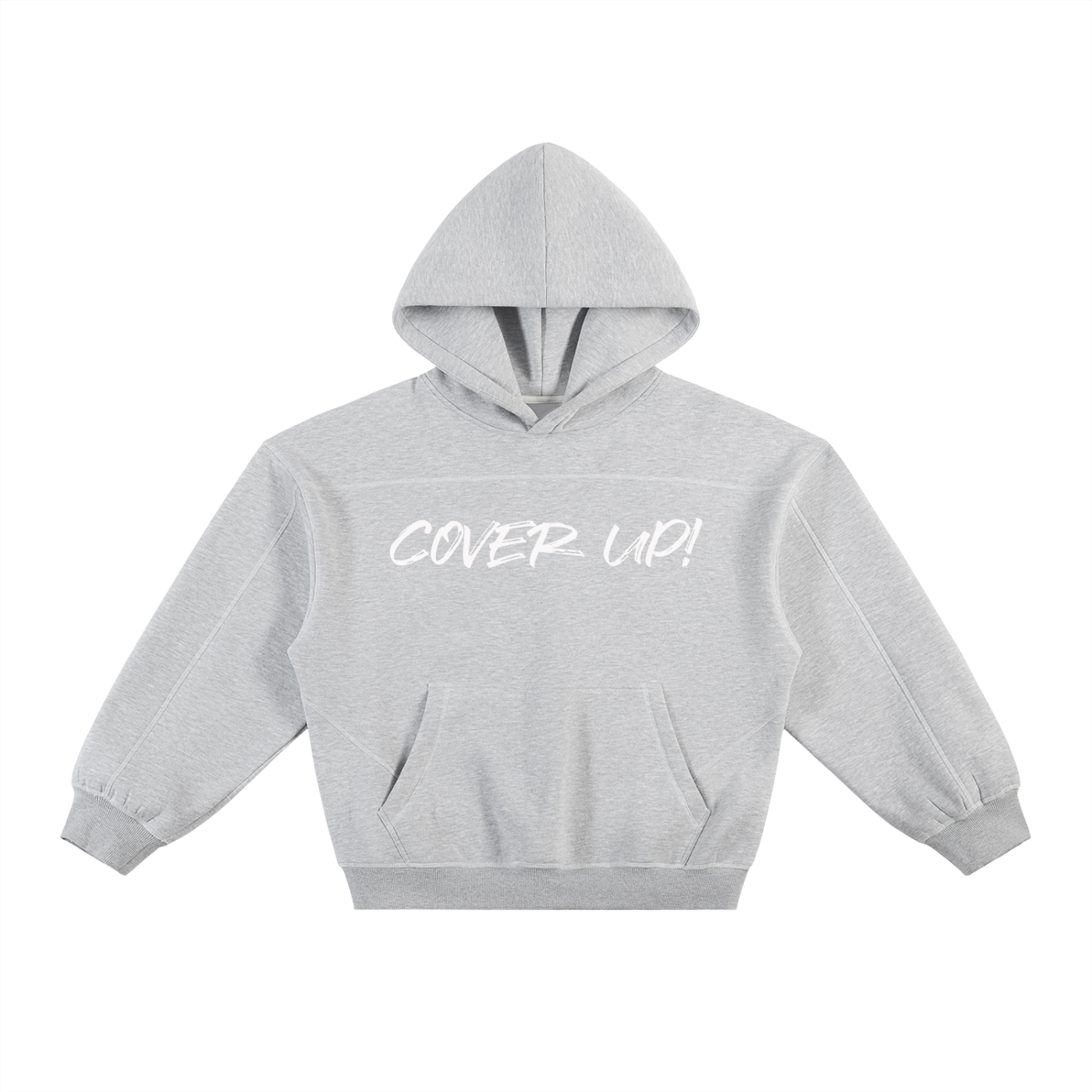 Contrast-Stitched Boxy Fleece Hoodie