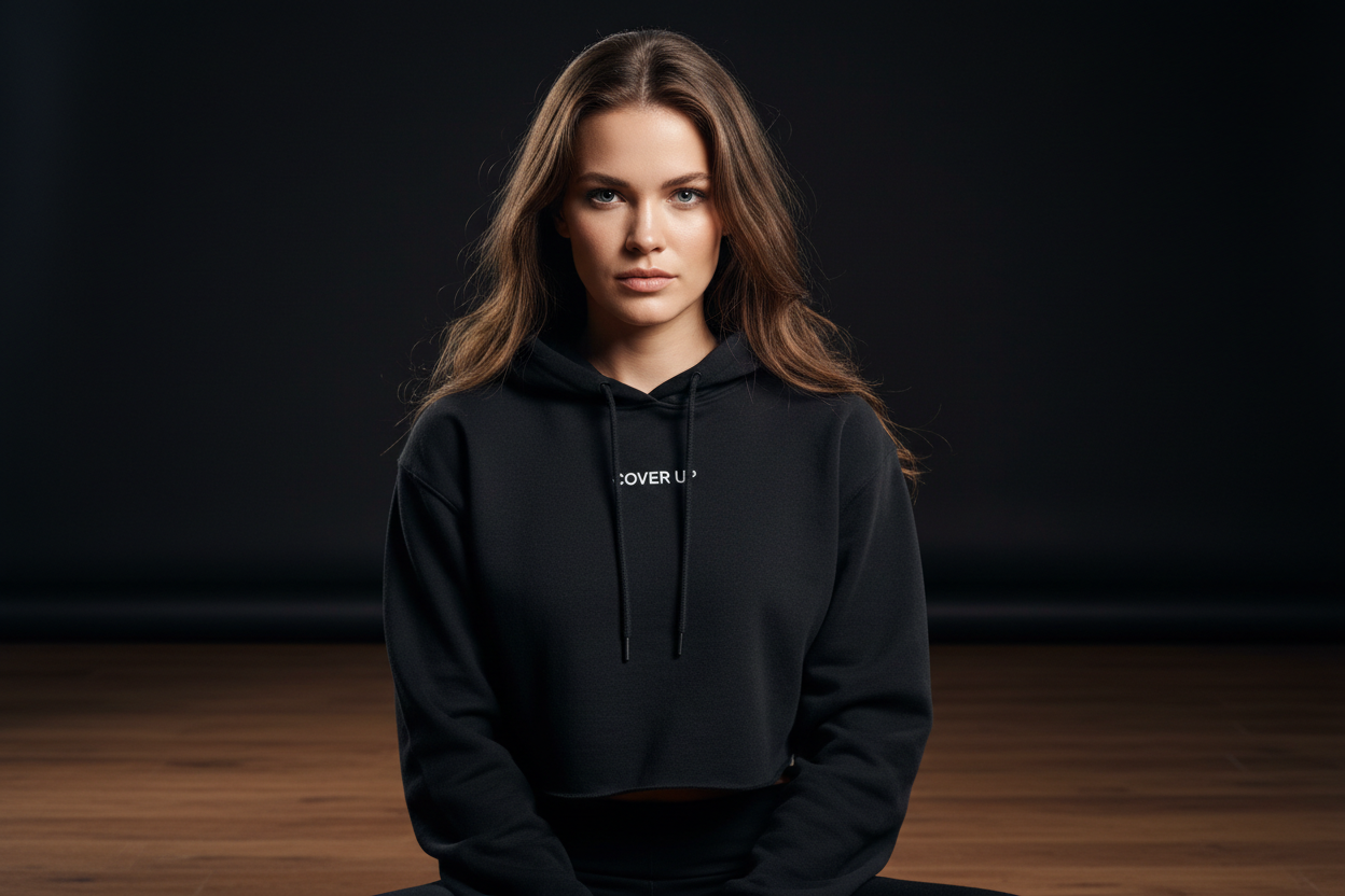 Realistic cropped hoodie studio shot